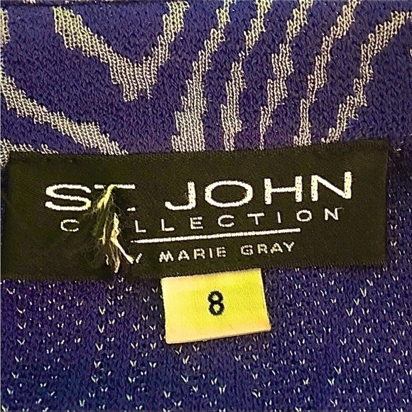 ST. JOHN VIBRANT ROYAL BLUE 3 PIECE SUIT JACKET 8 SHIRT SMALL SKIRT 12 E… - Picture 7 of 10